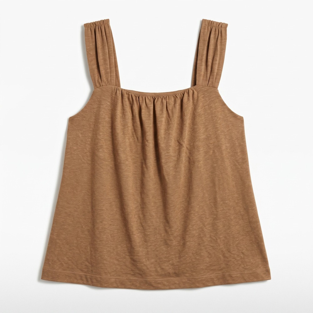 Banana Republic M Tan Gathered Strap Tank Top Womens Boho Casual